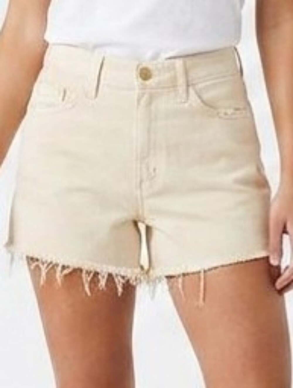Universal Thread Cream High-Rise Frayed Denim Shorts